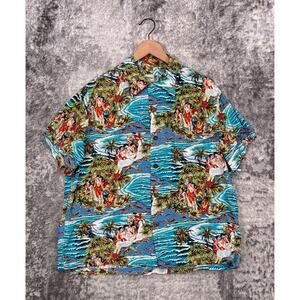 Vintage Kamehameha Hawaii Shirt Large Mens Hawaiian Print Casual Button